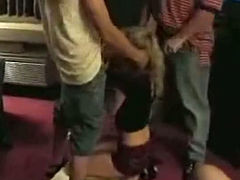 Naughty girl blows several cocks