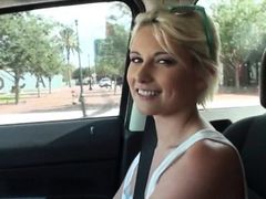 Hitchhiking teen gives head and stuffed by pervert guy