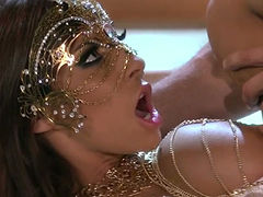 Beautiful babes in mask gets their gorgeous slits fucked