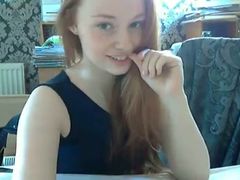 Sweet and slender gingerhead teen masturbates on webcam
