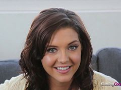 Sexy brunette model needs to give a blowjob for her casting video