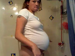 Homemade solo with my pregnant wife masturbating in the shower