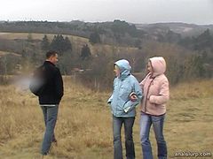 Kinky teen in stockings licks a cum off her friends asshole