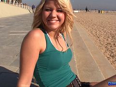 Beach babe with a great ass likes to get on top and grind on a dick