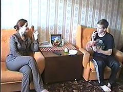 Naturally Busty Brunette Mature Gets a Teen Cock To Suck and Fuck