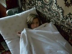 Cute Russian girlfriend is encouraged to play with my cock