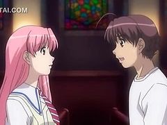 Anime sweet girl showing her dick sucking skills