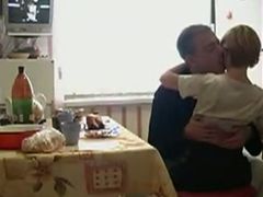 Blonde Russian harlot gets fucked by me in the kitchen